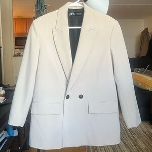 Zara Beige Double-Breasted Blazer